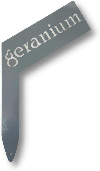 Planter Size Small Metal Garden Plant Vegetable Flower or Herb Markers 13.5 Inches Tall (geranium, Primed Finish)