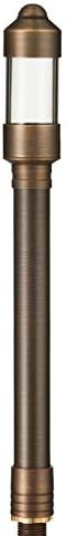 VOLT Flat Hat 12V Brass Mini Path Light (7" Shade, 15" Tall) for Low Voltage Landscape Lighting on Outdoor Pathway, Walkway, Garden, Driveway or Patio