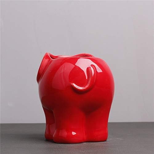 Cute Animal Elephant Shaped Ceramic Succulent Cactus Air Plant Flower Pots Planters-Plant Not Included (4" Red)