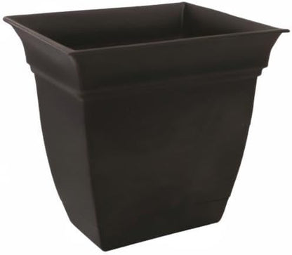 The HC Companies Eclipse Square Plastic Planter w/ Attached Saucer - Outdoor & Indoor Plant Pot with Drainage Holes - Lightweight, UV-Resistant Plastic Pots For Plants (12" Black, Pack of 1)
