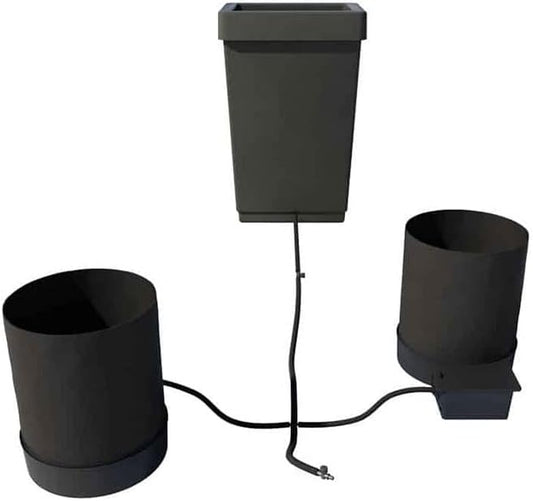AutoPot 2 Pot GeoPot System with 3 Gallon Fabric Pots - Indoor, Self-Watering, Gravity-Fed Hydroponic Systems (2Pot with 12.4 gal Tank), Black