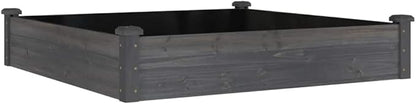 vidaXL Solid Fir Wood Raised Bed with Liner - Square Outdoor Planter Pot, Gray Finish, 47.2" x 47.2" x 9.8" for Garden/Patio Decor