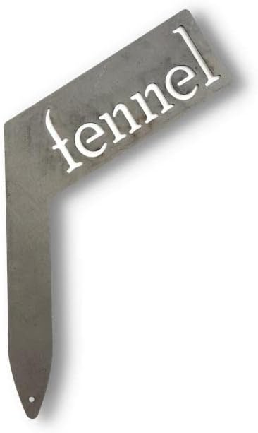 Planter Size Small Metal Garden Plant Vegetable Flower or Herb Markers 13.5 Inches Tall (fennel, Raw, Unfinished Steel)