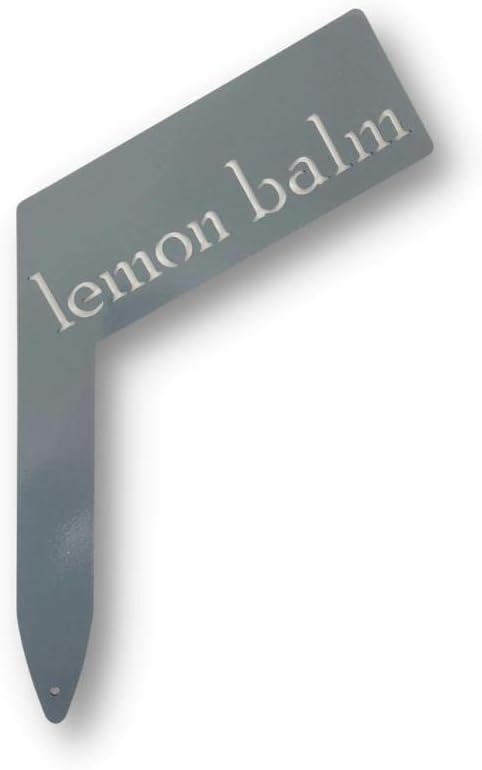 Planter Size Small Metal Garden Plant Vegetable Flower or Herb Markers 13.5 Inches Tall (lemon balm, Primed Finish)