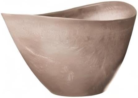 Arcadia Garden Products PSW Pot Collection YB41TP Plastic/Stone/Wood Composite Curved Planter Pot – No Drainage Hole (Drillable), for Indoor and Outdoor Plants and Gardens, 16-inch, Taupe