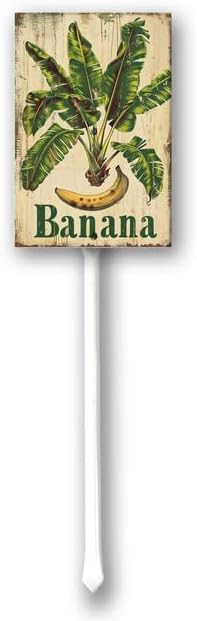 Uptell Vintage Aluminum Banana Fruit Signs Yard Sign with Stake for Garden Fruit Garden Label Stakes Plant Markers for Outdoor Plants Waterproof 7x8.8 inch