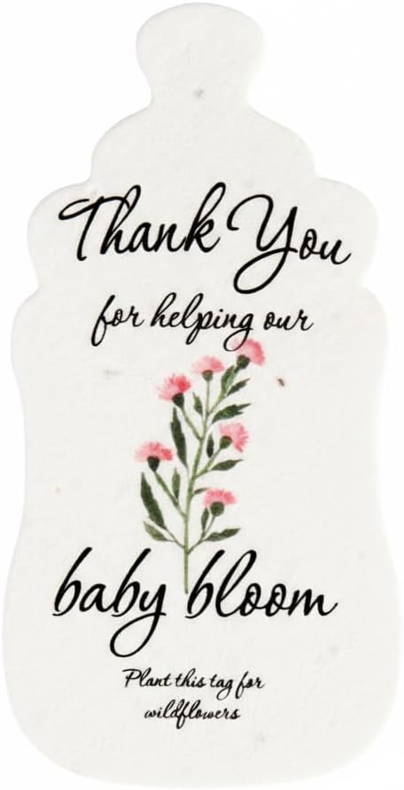 Bottle Shaped Seed Paper – 15Pcs Pink Shower Favors for Guests with Wildflower Seeds, Writable & Plantable, Shower Favor Gifts for Guest