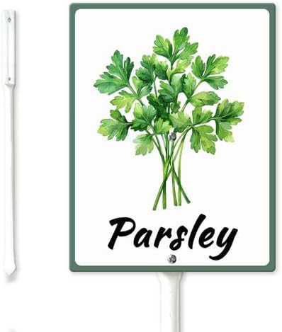 FemiaD Plant Label Signs Planted Herb Garden Markers Waterproof Aluminum Plant Stake Tags Parsley Sign for Nursery Indoor Outdoor Garden Decoration 4.6x6inch