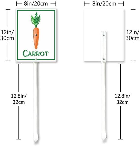 Carrot Marker Yard Sign with Stakes 8in×12in, Sturdy Aluminum Yard Signs, Plant Markers for Vegetable Flowers Plants, Plant Labels Sign, Outdoor Garden Stakes Supplies for Plant