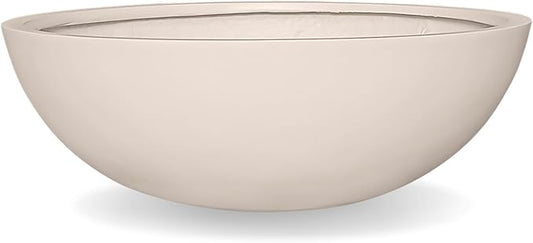 6.9" H x 19.7" D Round Bowl Fiberstone Planter for Succulent and Lotus with Drainage Hole, Smooth Finishes, Weather Resistant, Included 2 Extra Coco Mats (Kilim Beige, 17.9" Pot Opening)