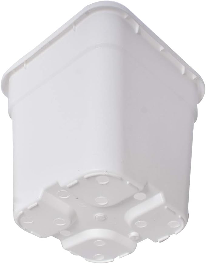 Plant Nursery Pot 10-Pack 1 Gallon Square Plastic Garden Planter Pots Flower Seedling Injection Molded Container Seed Starting Pot Set for Indoor Outdoor Plants Seedlings Vegetables White