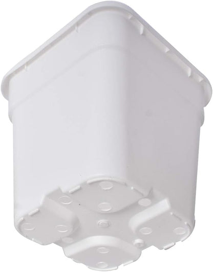 Plant Nursery Pot 10-Pack 1 Gallon Square Plastic Garden Planter Pots Flower Seedling Injection Molded Container Seed Starting Pot Set for Indoor Outdoor Plants Seedlings Vegetables White