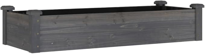 vidaXL Wooden Garden Raised Bed with Liner - 47.2"x17.7"x9.8" Outdoor Rectangular Planter Pot, Solid Fir Wood Construction, Open Bottom for Drainage, Ideal for Patio/Deck Planting