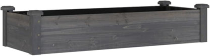 vidaXL Wooden Garden Raised Bed with Liner - 47.2"x17.7"x9.8" Outdoor Rectangular Planter Pot, Solid Fir Wood Construction, Open Bottom for Drainage, Ideal for Patio/Deck Planting