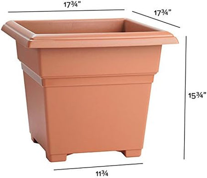 Root & Vessel Countryside Square Planter, Terra Cotta, 18-Inch