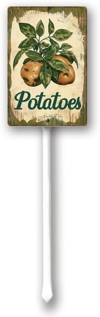 Uptell Vintage Vegetable Signs for Garden with Stake Potatoes Yard Sign Vegetable Garden Label Stakes Plant Markers for Outdoor Plants Waterproof 8x12inch