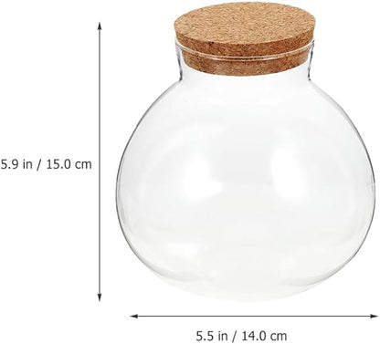 2pcs Round Glass Jar Terrarium Container Ball Succulent Plant Terrarium Buds Vases Easter Candy Jar Message Wishes Bottle with Cork Lid for Plant 15cmx16