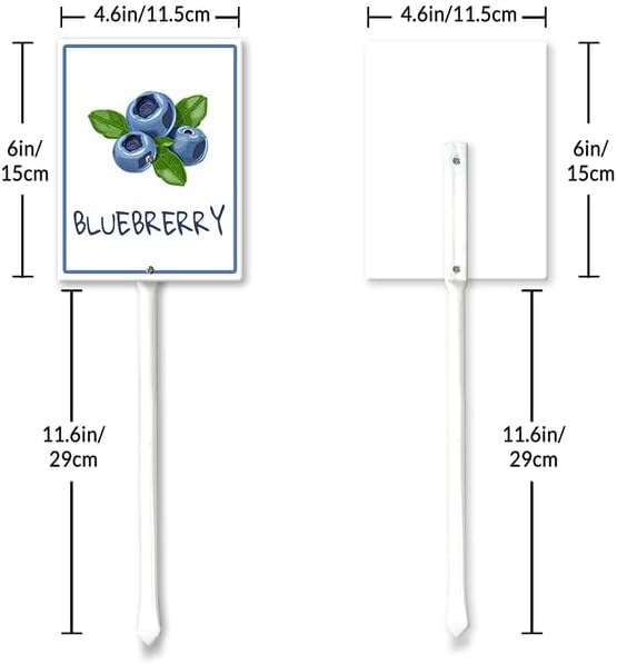 Blueberry Marker Yard Sign with Stakes 4.6in×6in, Aluminum Yard Signs, Waterproof Plant Marker Reusable Garden Stake Tags with Vegetable Names for Nursery Outdoor Garden