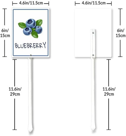 Blueberry Marker Yard Sign with Stakes 4.6in×6in, Aluminum Yard Signs, Waterproof Plant Marker Reusable Garden Stake Tags with Vegetable Names for Nursery Outdoor Garden