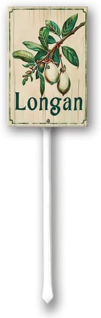 Uptell Vintage Aluminum Longan Fruit Signs Yard Sign with Stake for Garden Fruit Garden Label Stakes Plant Markers for Outdoor Plants Waterproof 7x8.8 inch