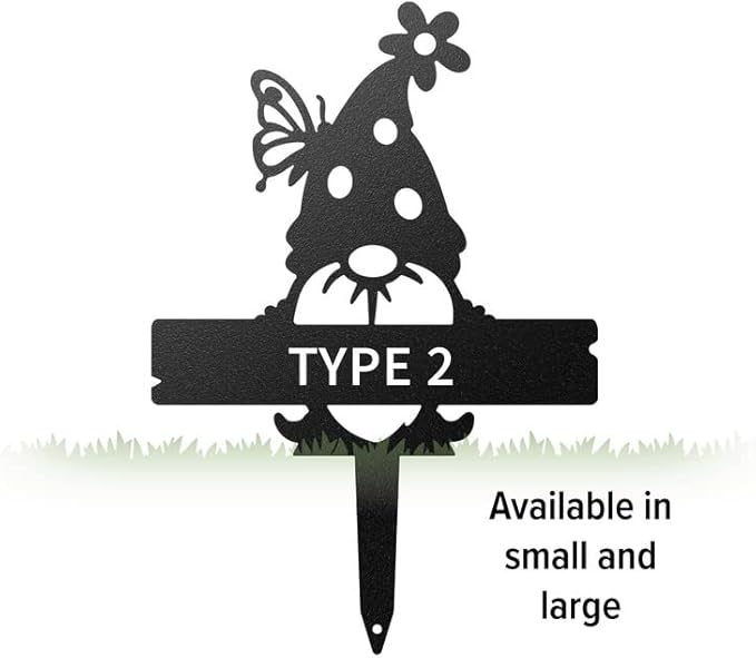RealSteel Custom Gnome Plant Markers – Small Metal Garden Stakes for Herbs, Fruits & Vegetables | Weatherproof Seed & Plant Labels for Outdoor Gardens, Greenhouse & Farmhouse Decor | Type 2