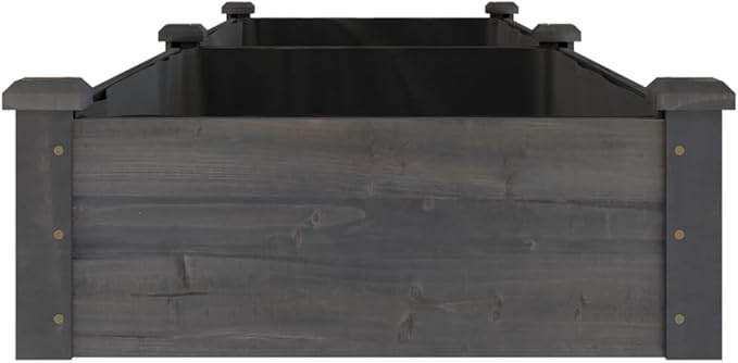 vidaXL Raised Garden Bed - Outdoor Wooden Planter Pot with Protective Liner, Solid Fir Wood Construction, Spacious for Vegetables/Herbs/Flowers, Gray, 94.5"x23.6"x9.8"