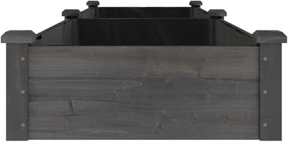 vidaXL Raised Garden Bed - Outdoor Wooden Planter Pot with Protective Liner, Solid Fir Wood Construction, Spacious for Vegetables/Herbs/Flowers, Gray, 94.5"x23.6"x9.8"