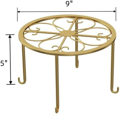 Hewnda 1Pack Metal potted plant stand, rust-proof iron flower pot stand, heavy duty pot stand for indoor patio (Gold)