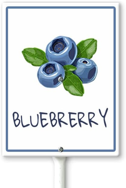 Blueberry Marker Yard Sign with Stakes 7in×8.8in, Aluminum Yard Signs, Waterproof Plant Marker Reusable Garden Stake Tags with Vegetable Names for Nursery Outdoor Garden