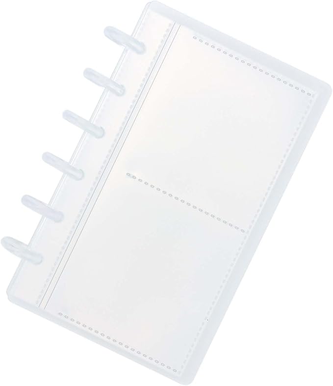 Discbound Photo Album with Frosted PP Cover 20 Sheets Clear PP Sleeves 6 Discs Bound Organizer Left Side Open Pockets for Cash Money Stickers Photos Cards (6 Rings 2 Pockets)