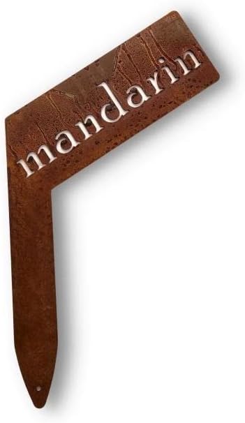 Planter Size Small Metal Garden Plant Vegetable Flower or Herb Markers 13.5 Inches Tall (mandarin, Naturally Rusted)