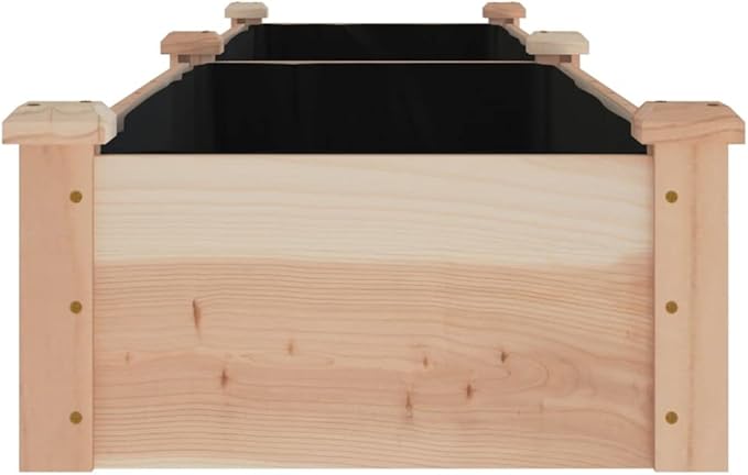 vidaXL Solid Wood Fir Garden Raised Bed with Liner - Spacious Outdoor Planting Bed - Moisture and Durable - Brown Natural, Ideal for Herbs, Flowers, Vegetables