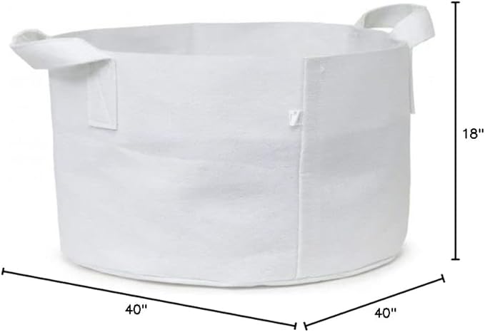 247Garden 2-Pack 100-Gallon Eco-Friendly Aeration Fabric Pot/Plant Grow Bag/Raised Garden Bed w/Handles (300GSM,White, 18H x 40D)