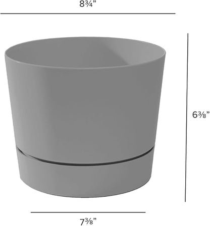 Root & Vessel Majestic Mid-Century Modern Low Profile Cylinder Pot, Matte Gray, 8.5"