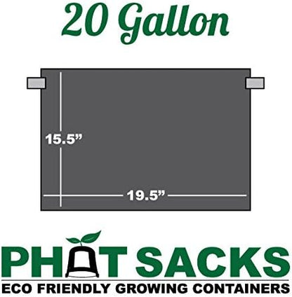 HTG Supply Phat Sacks 20-Gallon Indoor/Outdoor Black Fabric Grow Pot - 100-Pack