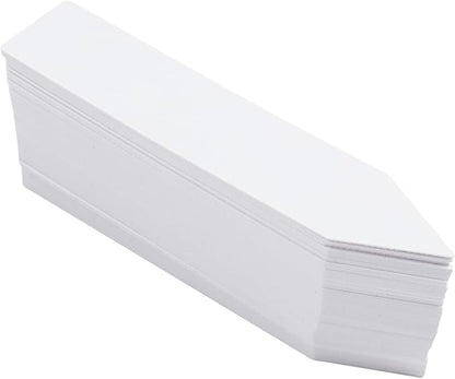 Quluxe 100 Pcs 4 Inch White Plant Markers Plastic Plant Name Tags Seedling Garden Labels Marker for Gardener