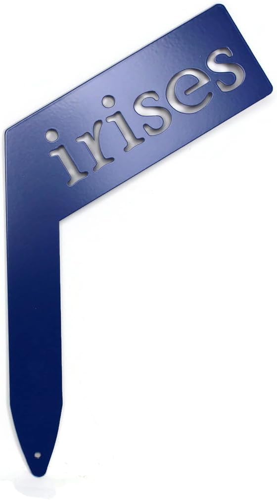 Planter Size Small Metal Garden Plant Vegetable Flower or Herb Markers 13.5 Inches Tall (irises, Blue)