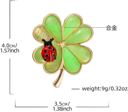 St.Patrick's Day Brooches for Women Dainty Crystal Four Leaf Lapel Pin Shamrock Hat Brooch Pins Irish Enamel Brooches Irish Holiday Costume Accessory Jewelry