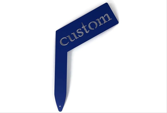 Planter Size Small Metal Garden Plant Vegetable Flower or Herb Markers 13.5 Inches Tall (Custom Text, Blue)