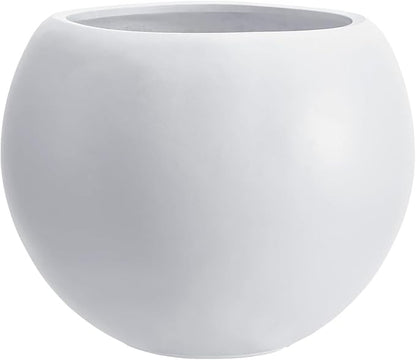 13.5 H x 17" Dia (12" Pot Opening) Round Fiberstone Planter with Drainage Hole, Indoor/Outdoor Large Plant/Christmas tree decor Pot for Home Patio Garden, Ideal for Large Plants -White, 17in