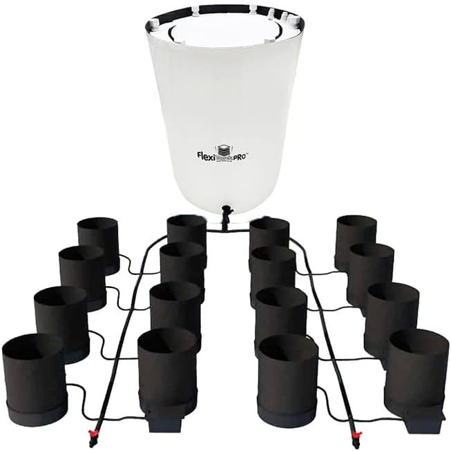 AutoPot 16 Pot GeoPot System with 3 Gallon Fabric Pots - Self-Watering, Gravity-Fed Hydroponic Systems (16Pot with 60 gal PRO Flexi Tank) Indoor, Black