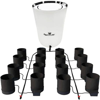 AutoPot 16 Pot GeoPot System with 3 Gallon Fabric Pots - Self-Watering, Gravity-Fed Hydroponic Systems (16Pot with 60 gal PRO Flexi Tank) Indoor, Black