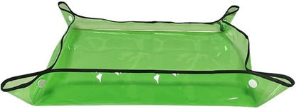 Waterproof 39.4"*29.5" Repotting Mat for Indoor Plants Transplanting, Heavy Duty Potting Tray for Mess Control, Succulent Potting, Garden Mat, Bonsai Tools for Plant Lover, Clear Green