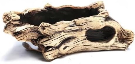 DIYOMR Cement Driftwood Planter Pots Imitation Stump Log Concrete Flower Succulent Pot/Container (7.7" L x 3.7" W x 3.1" H,Undertint)