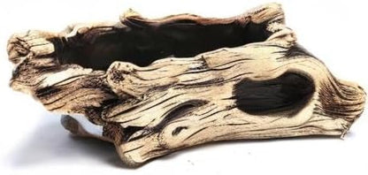 DIYOMR Cement Driftwood Planter Pots Imitation Stump Log Concrete Flower Succulent Pot/Container (7.7" L x 3.7" W x 3.1" H,Undertint)
