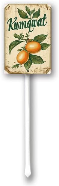 Uptell Vintage Aluminum Kumquat Fruit Signs Yard Sign with Stake for Garden Fruit Garden Label Stakes Plant Markers for Outdoor Plants Waterproof 7x8.8 inch