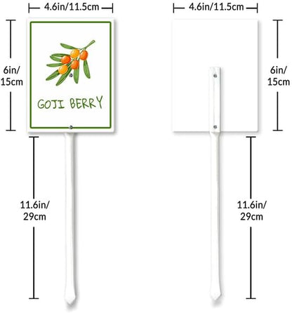 Goji Berry Marker Yard Sign with Stakes 4.6in×6in, Aluminum Yard Signs, Waterproof Plant Marker Reusable Garden Stake Tags with Vegetable Names for Nursery Outdoor Garden