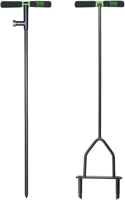 Yard Butler Aerator & Irrigator Bundle, IBDB-1 - Lawn Care Tool for Aerating - Long-Handled - Power-Coated Steel Construction - Comfortable Cushioned Handles Garden Tool - Easy to Use