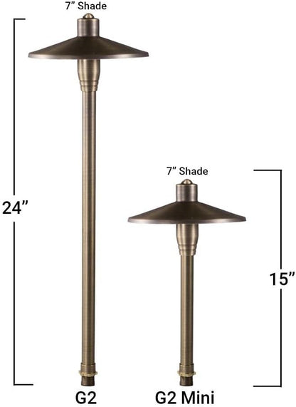 G2 12V Brass Path Light 4-Pack Kit (Bronze) with 3W 2700K Warm White G4 LED Bulbs for Low Voltage Landscape Lighting on Outdoor Pathway, Walkway, Garden, Driveway or Patio