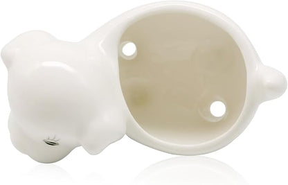 DIYOMR Cute Animal Planter Cow Dog Shaped Funny Small Succulent Pot White Ceramic Plant Pot with Tray for Mini Plants Flowers Cactus, Smooth Ceramic - Plants Not Included (Dog)